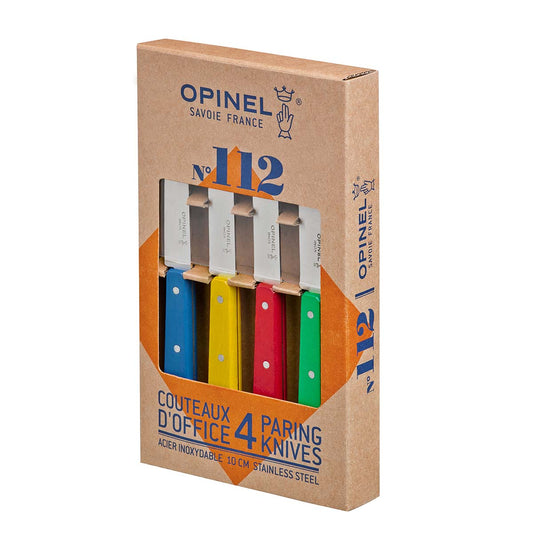 Opinel No.112 Stainless Steel Paring Knives Box of 4 Classic Colours 001233