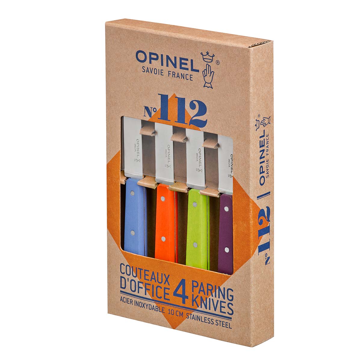 Opinel No.112 Stainless Steel Paring Knives Box of 4 Classic Colours 001233