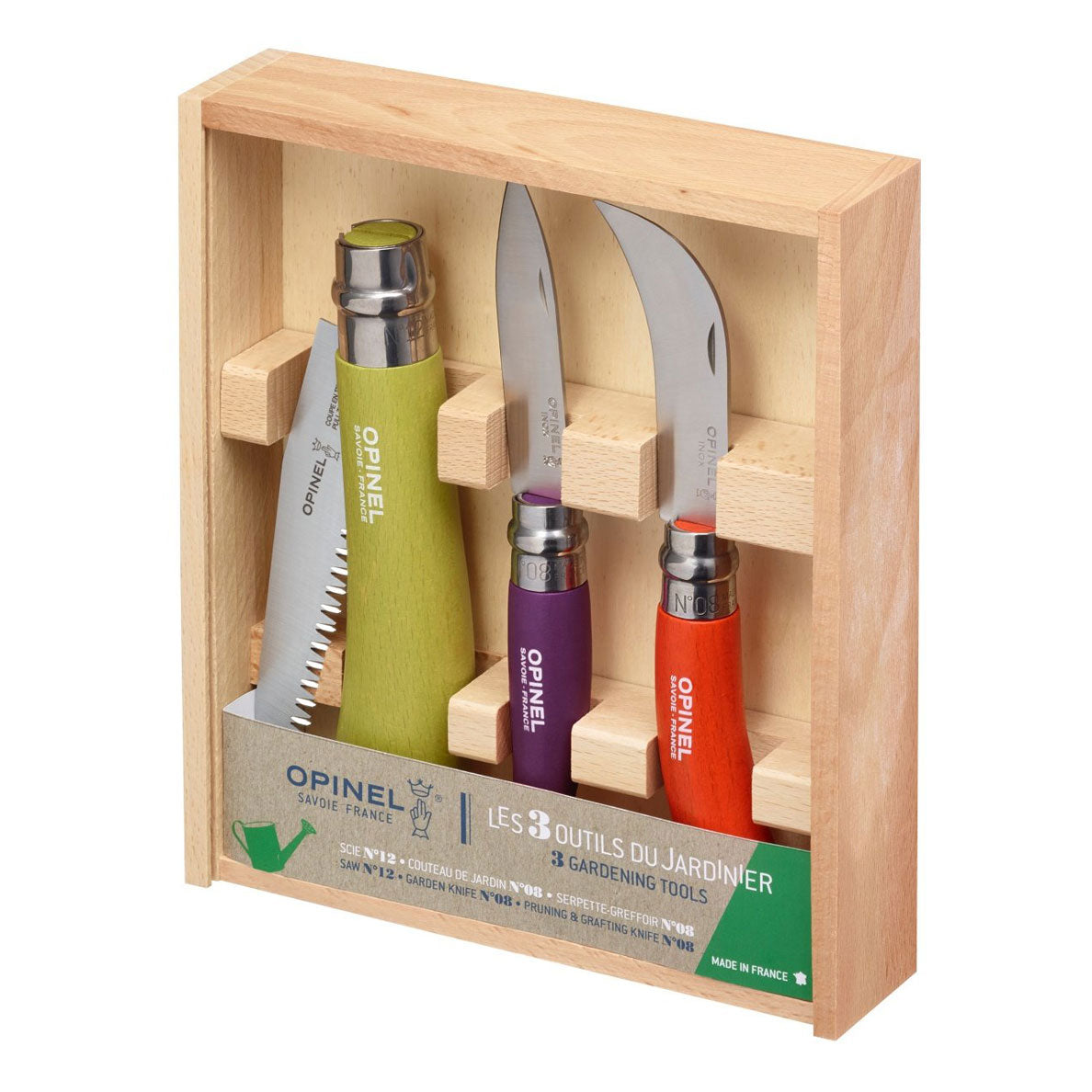 Opinel Stainless & Carbon Steel Garden Knife Trio - 3 Colors Box Set 001617