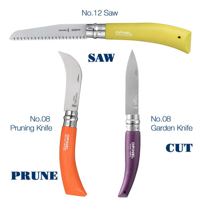 Opinel Stainless & Carbon Steel Garden Knife Trio - 3 Colors Box Set 001617