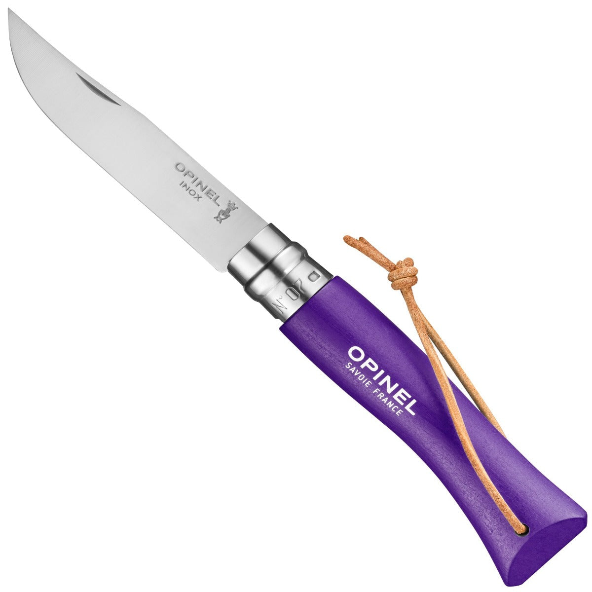Opinel No.07 Bushwhacker Purple Stainless Steel Pocket Knife with Lanyard 002205