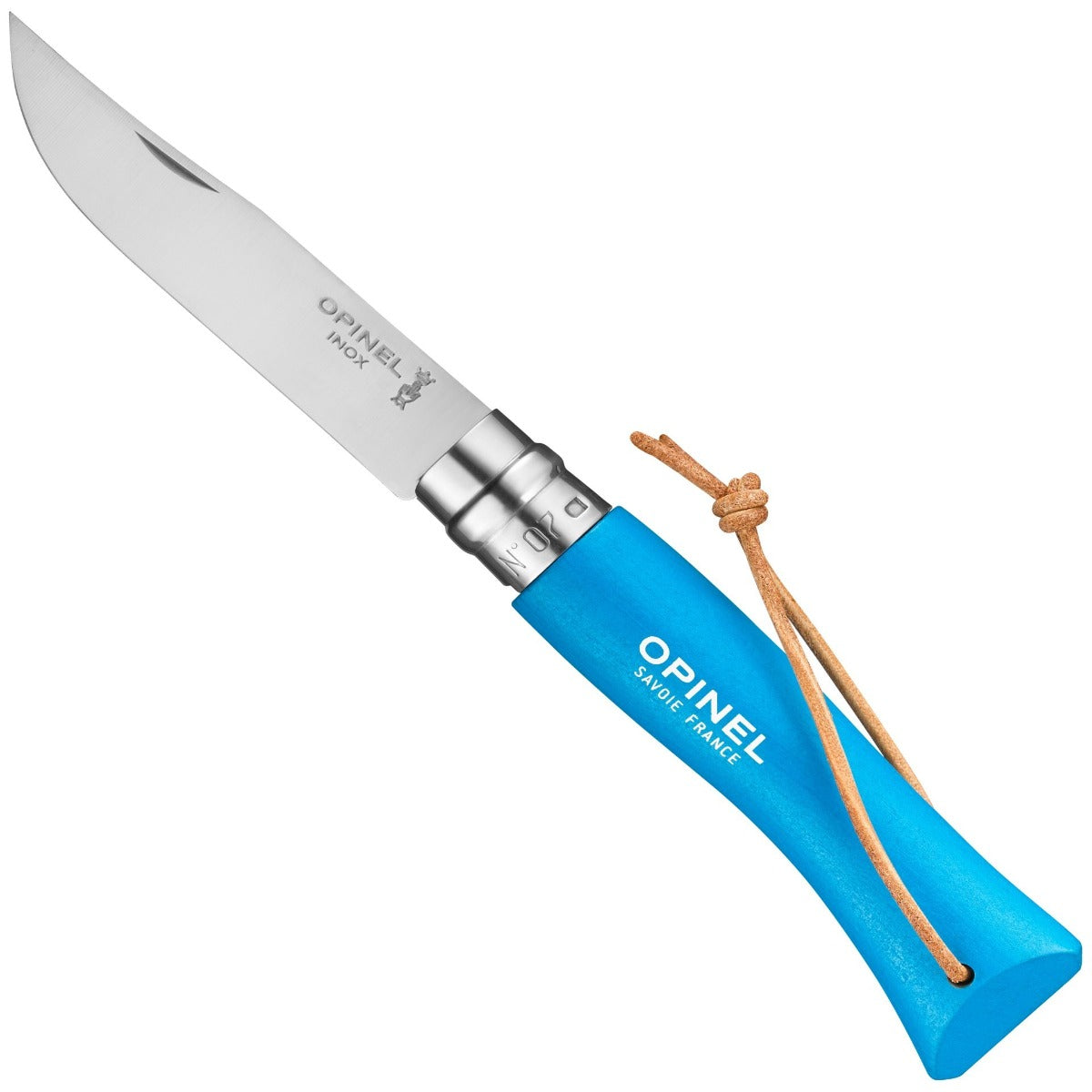 Opinel No.07 Bushwhacker Cyan Stainless Steel Pocket Knife with Lanyard 002206