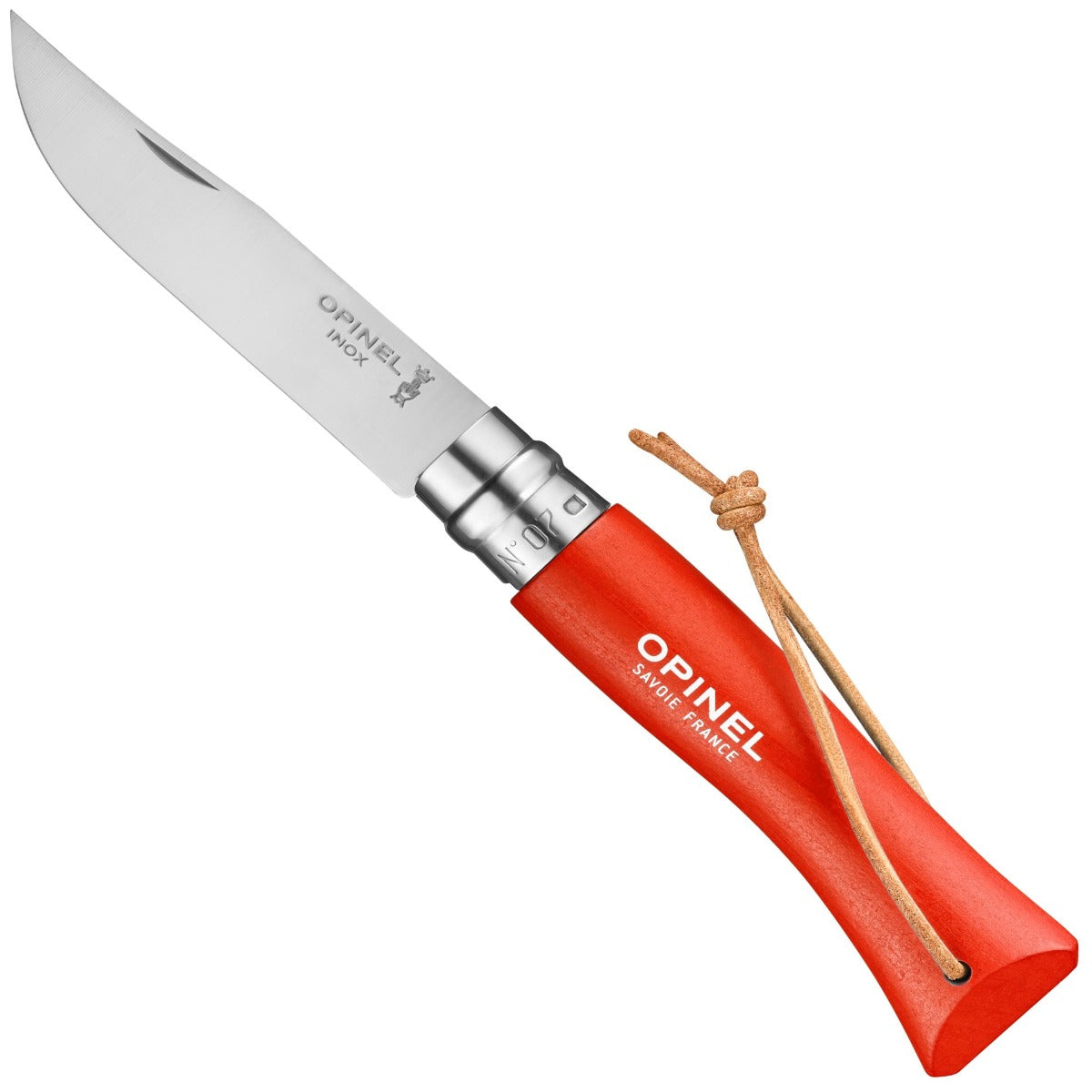 Opinel No.07 Bushwhacker Orange Stainless Steel Pocket Knife with Lanyard 002208