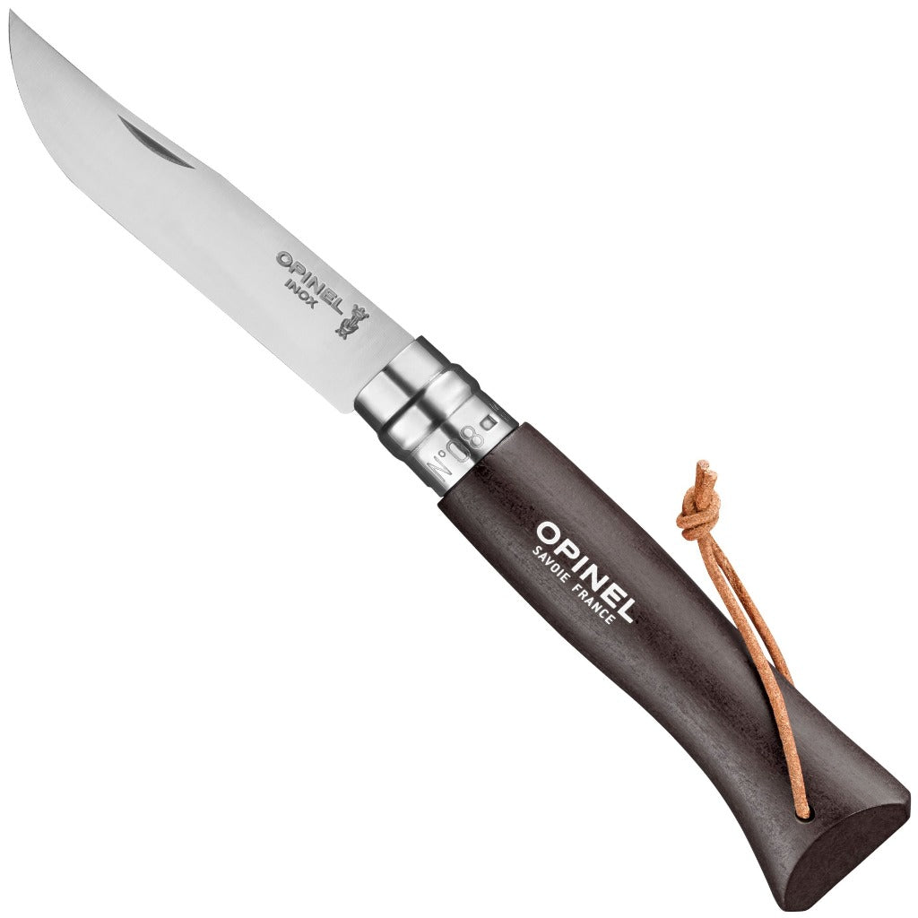 Opinel No.08 Bushwhacker Dark Brown Stainless Steel Folding Knife with Lanyard 002211