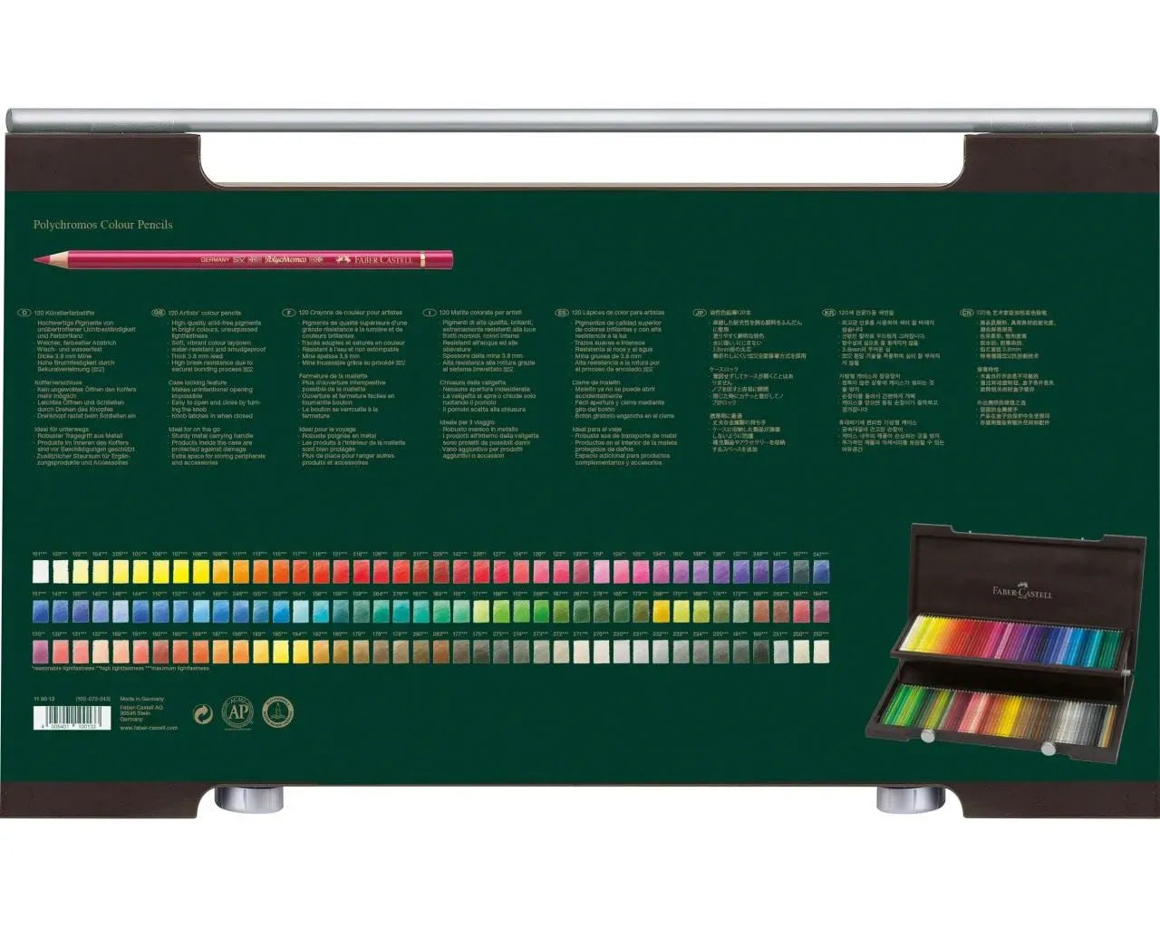 Faber-Castell Polychromos colour pencil, wooden case of 120 110013