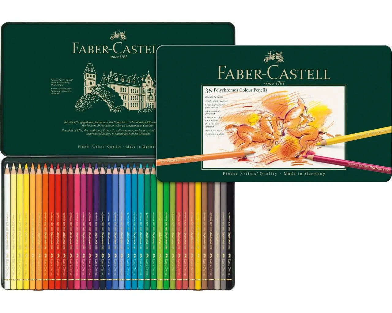 Faber-Castell Polychromos colour pencil tin of 36 110036