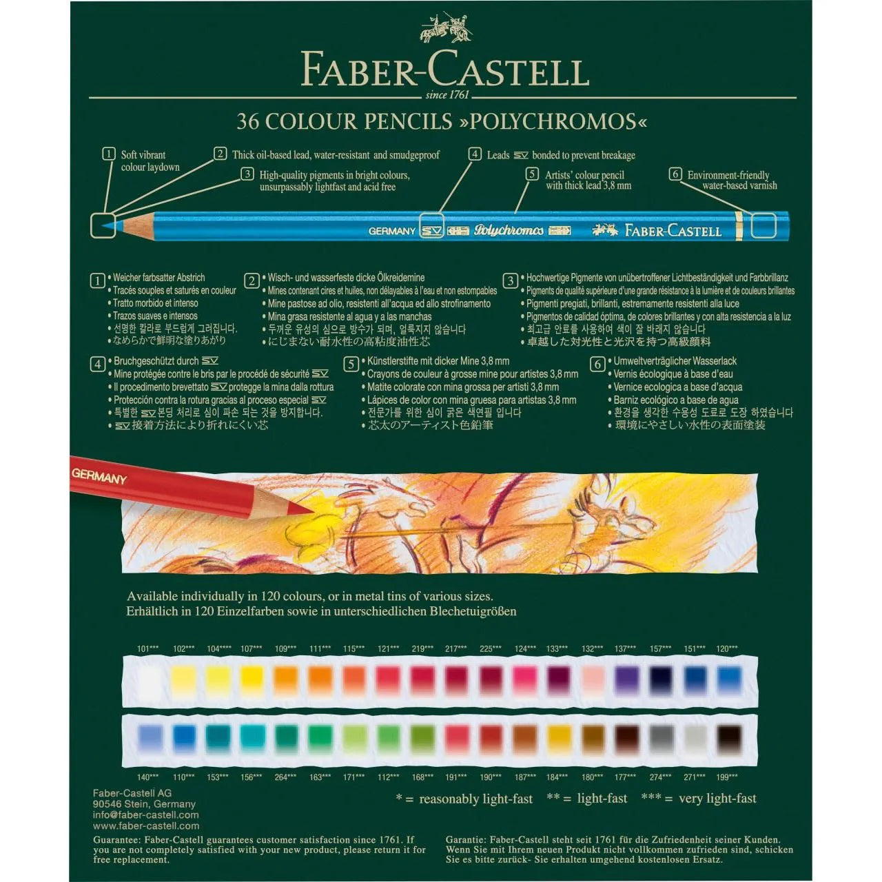 Faber-Castell Polychromos colour pencil studio box of 36 110038