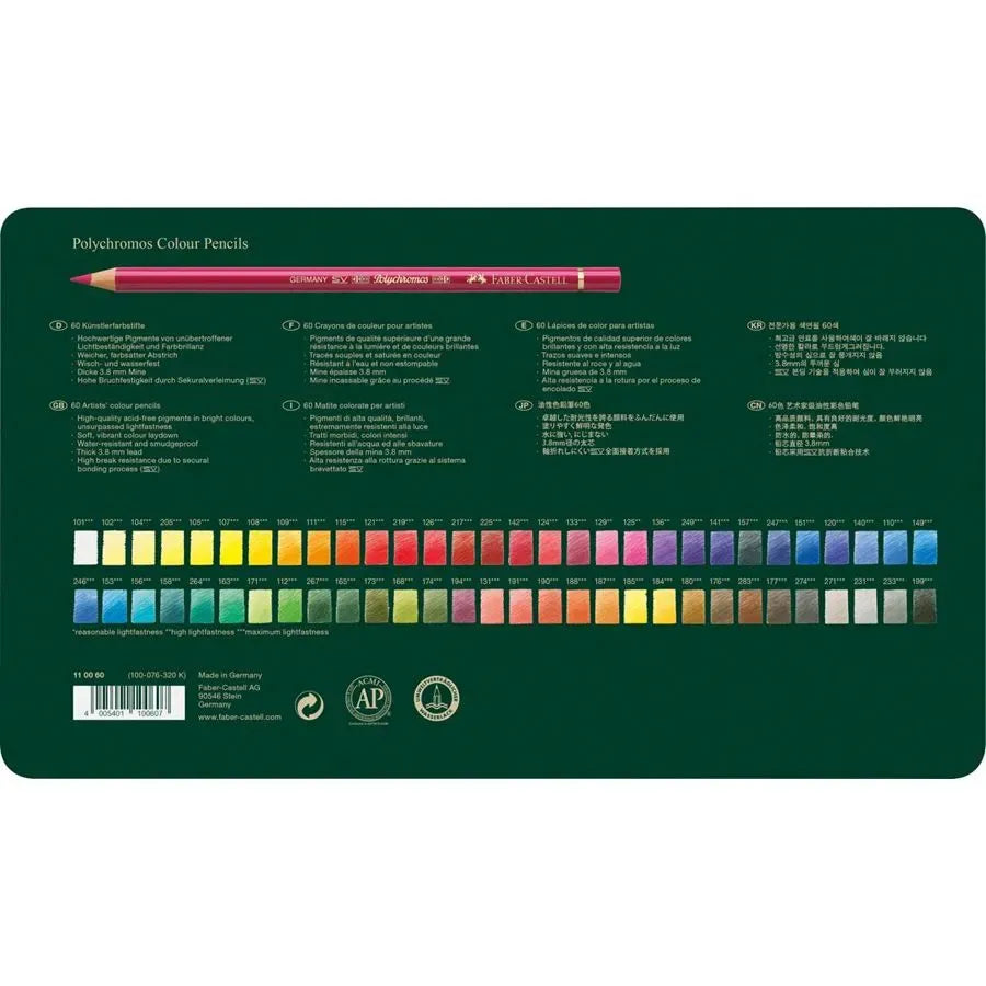 Faber-Castell Polychromos colour pencil tin of 60 110060