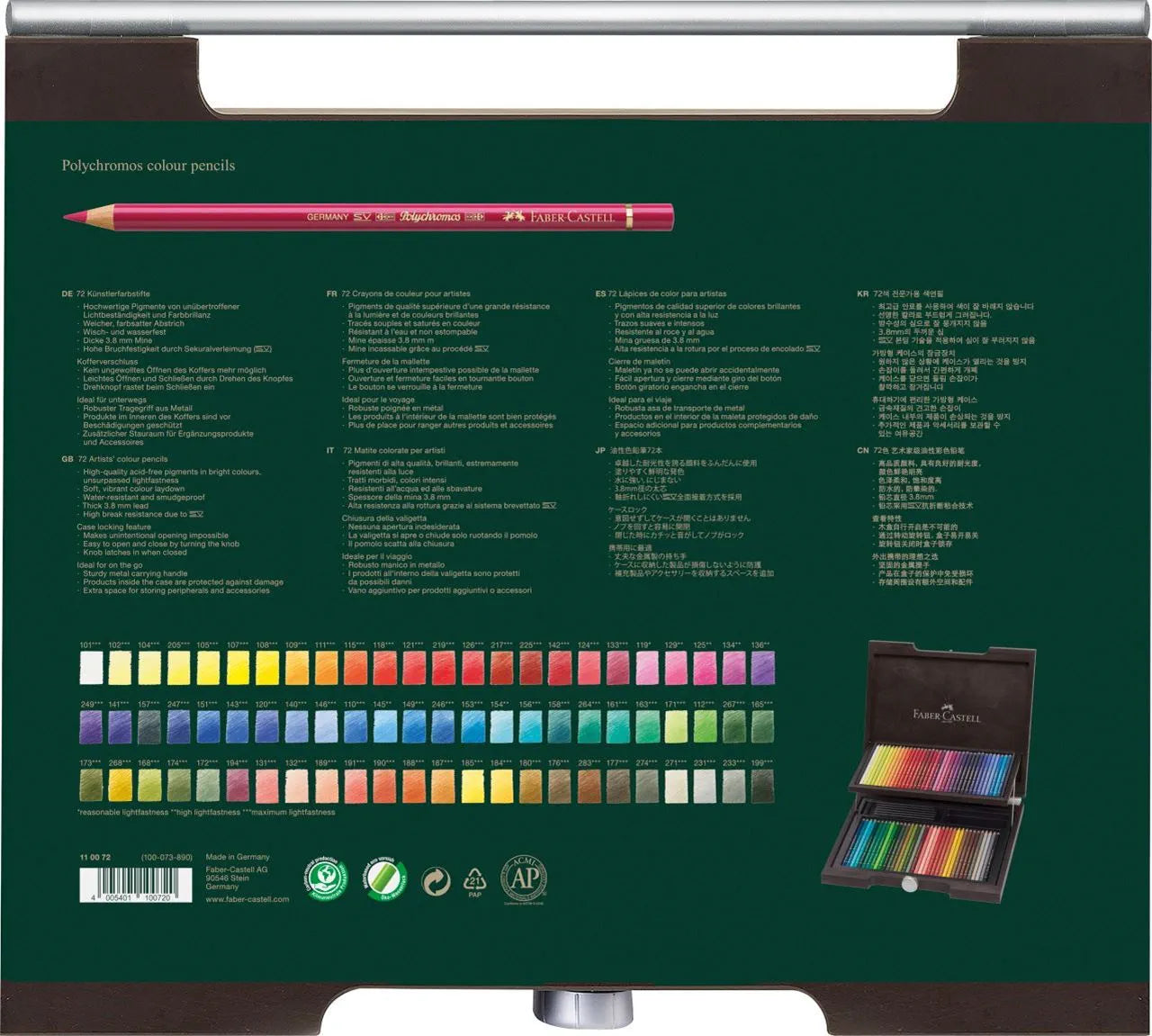 Faber-Castell Polychromos colour pencil wooden case of 72 110072