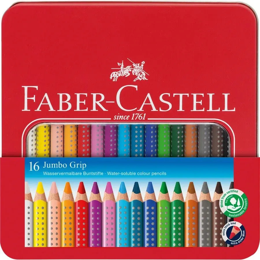 Faber-Castell Jumbo Grip colour pencil tin of 16 110916