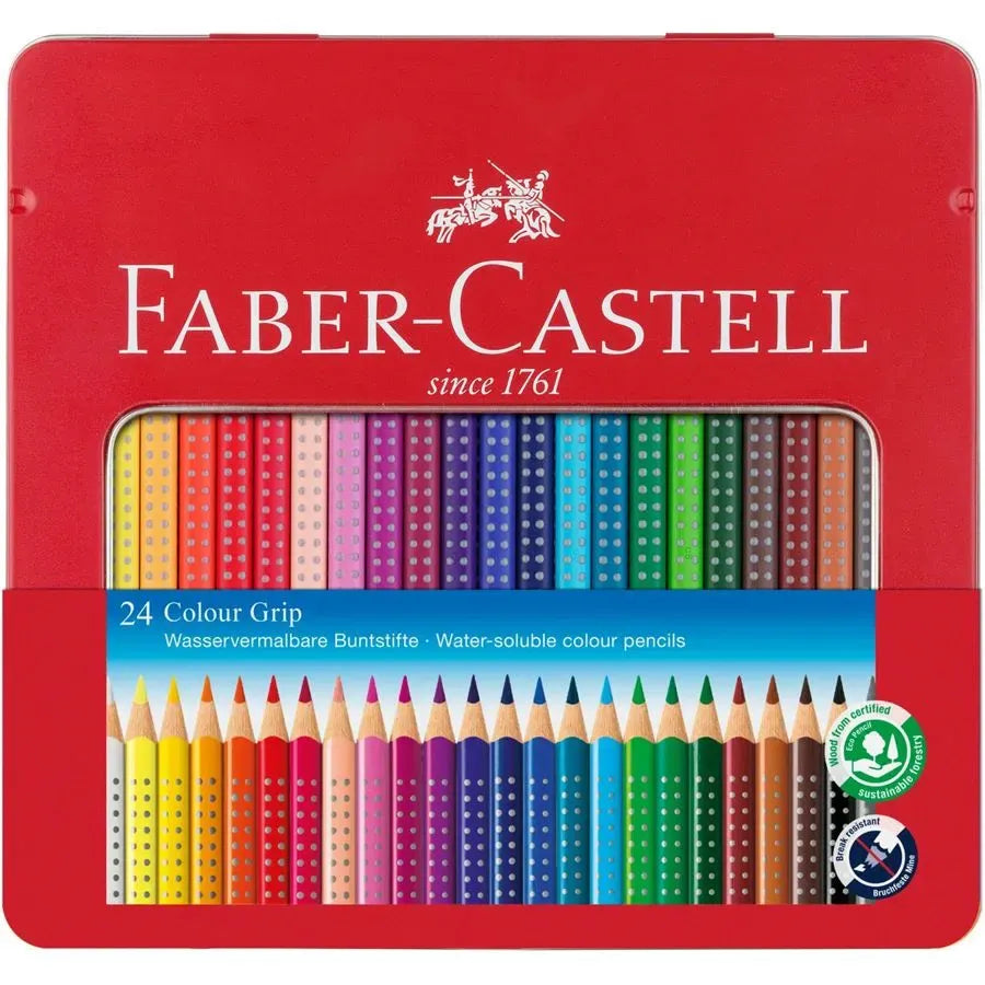 Faber-Castell Colour Grip colour Pencil Tin of 24 112423