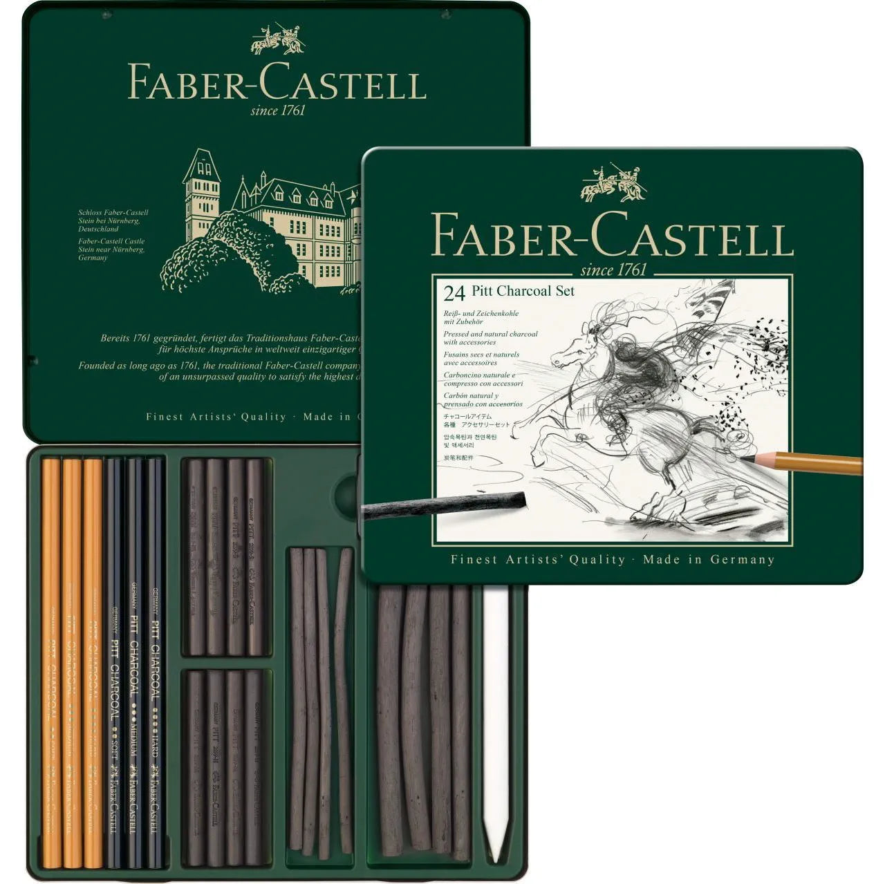 Faber-Castell Pitt Charcoal set tin of 24 112978