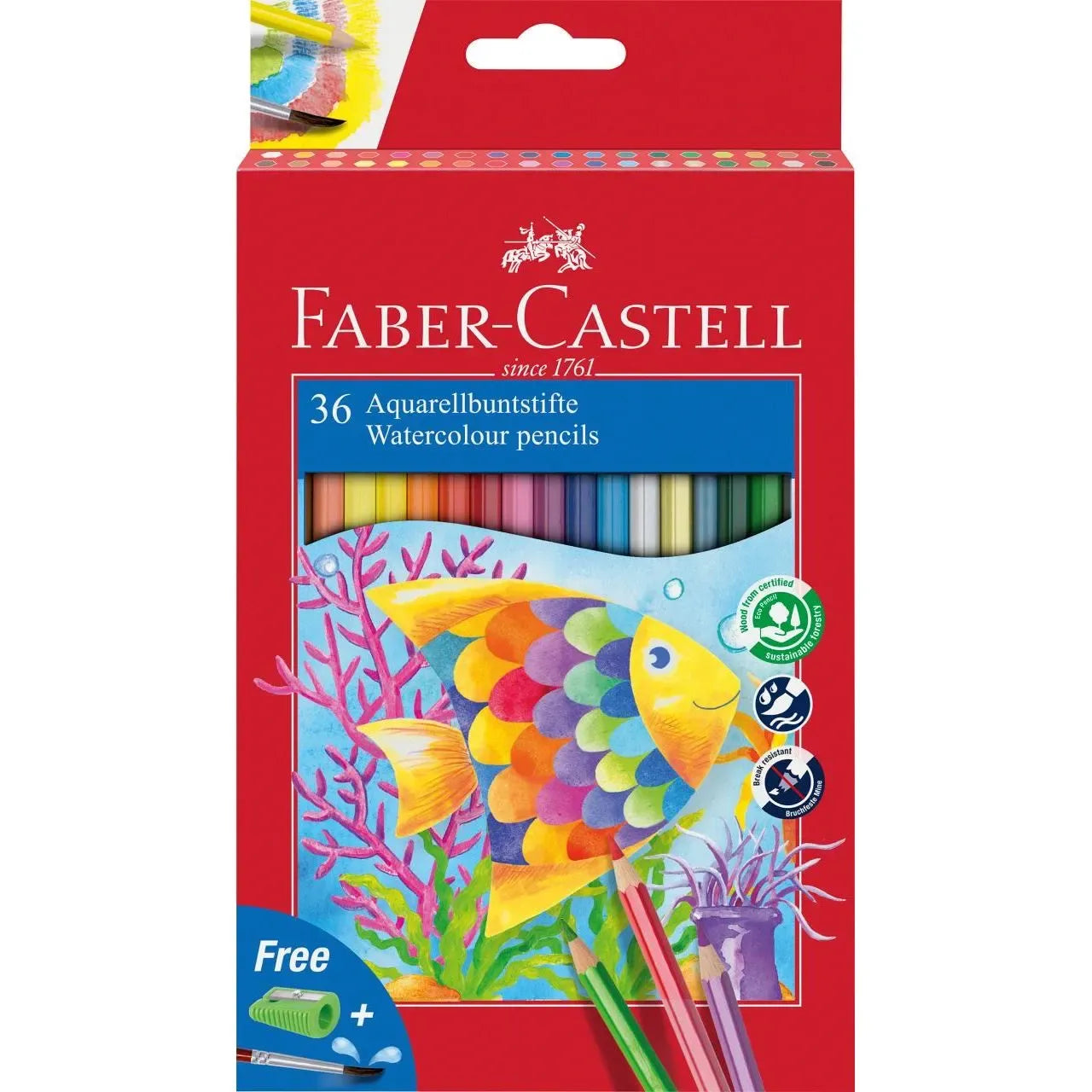 Faber-Castell Classic Colour watercolour pencils, cardboard wallet of 36 114437