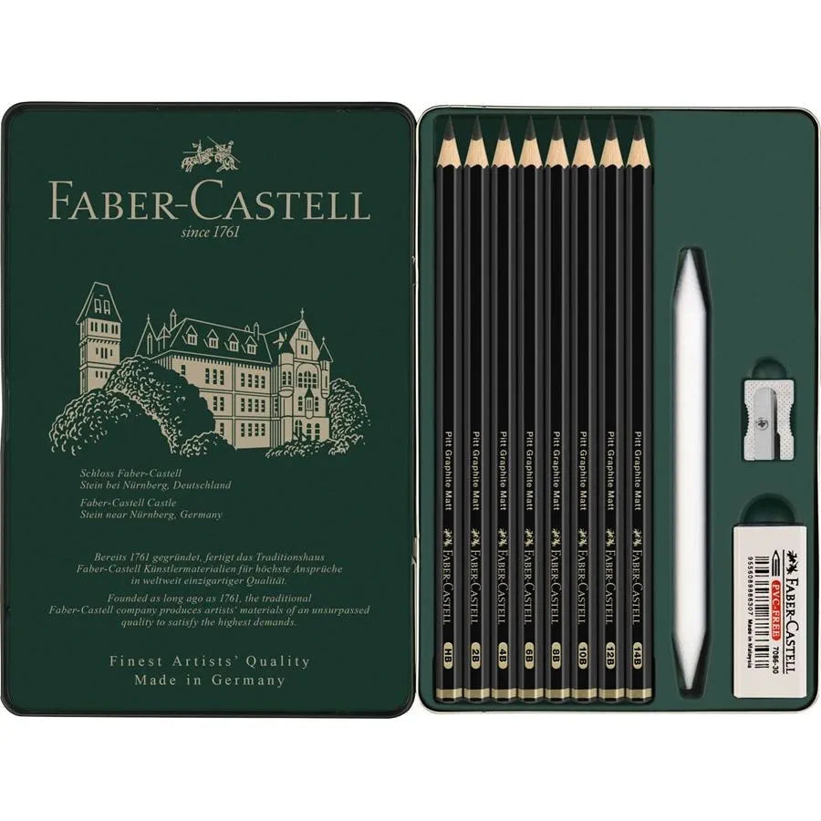 Faber-Castell Pitt Graphite Matt set tin of 11 115220