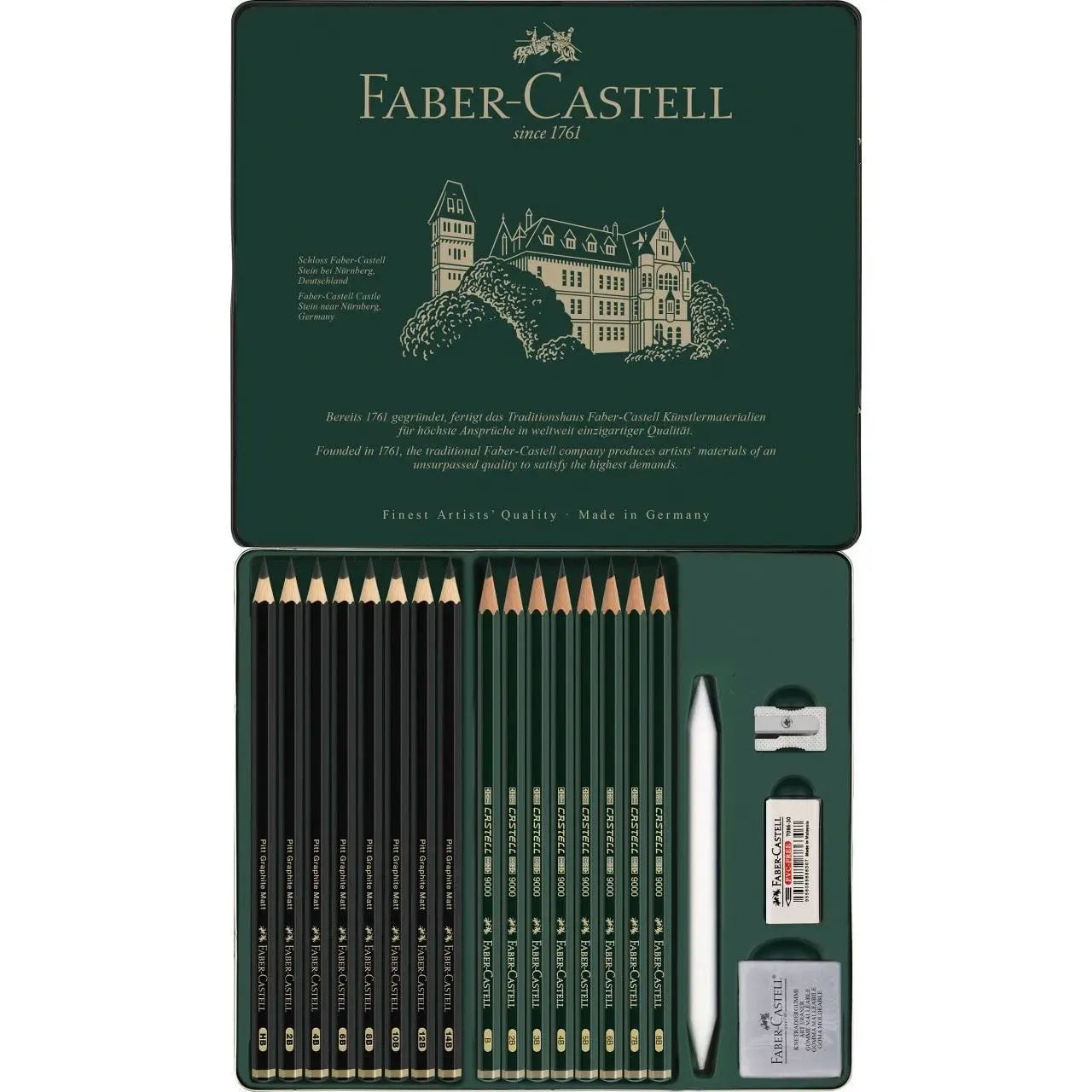 Faber-Castell Pitt Graphite Matt & Castell 9000 tin of 20 115224