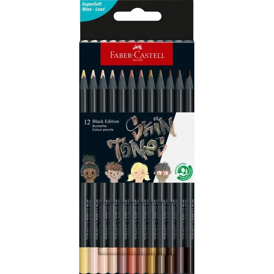 Faber-Castell Black Edition Colour Pencils Skin Tones 12x 116414