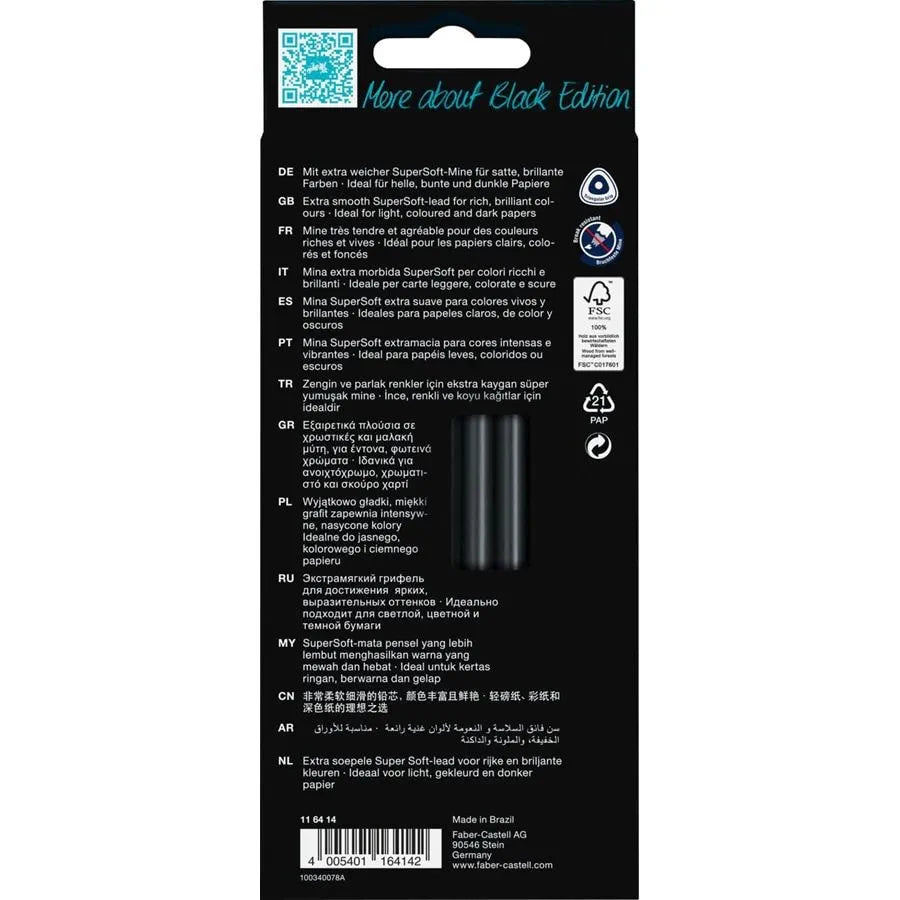 Faber-Castell Black Edition Colour Pencils Skin Tones 12x 116414