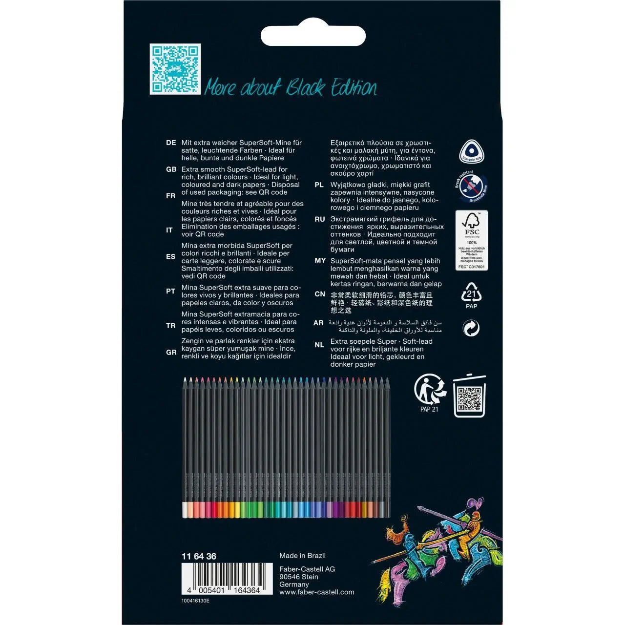 Faber-Castell Black Edition colour pencil, cardboard box of 36 116436