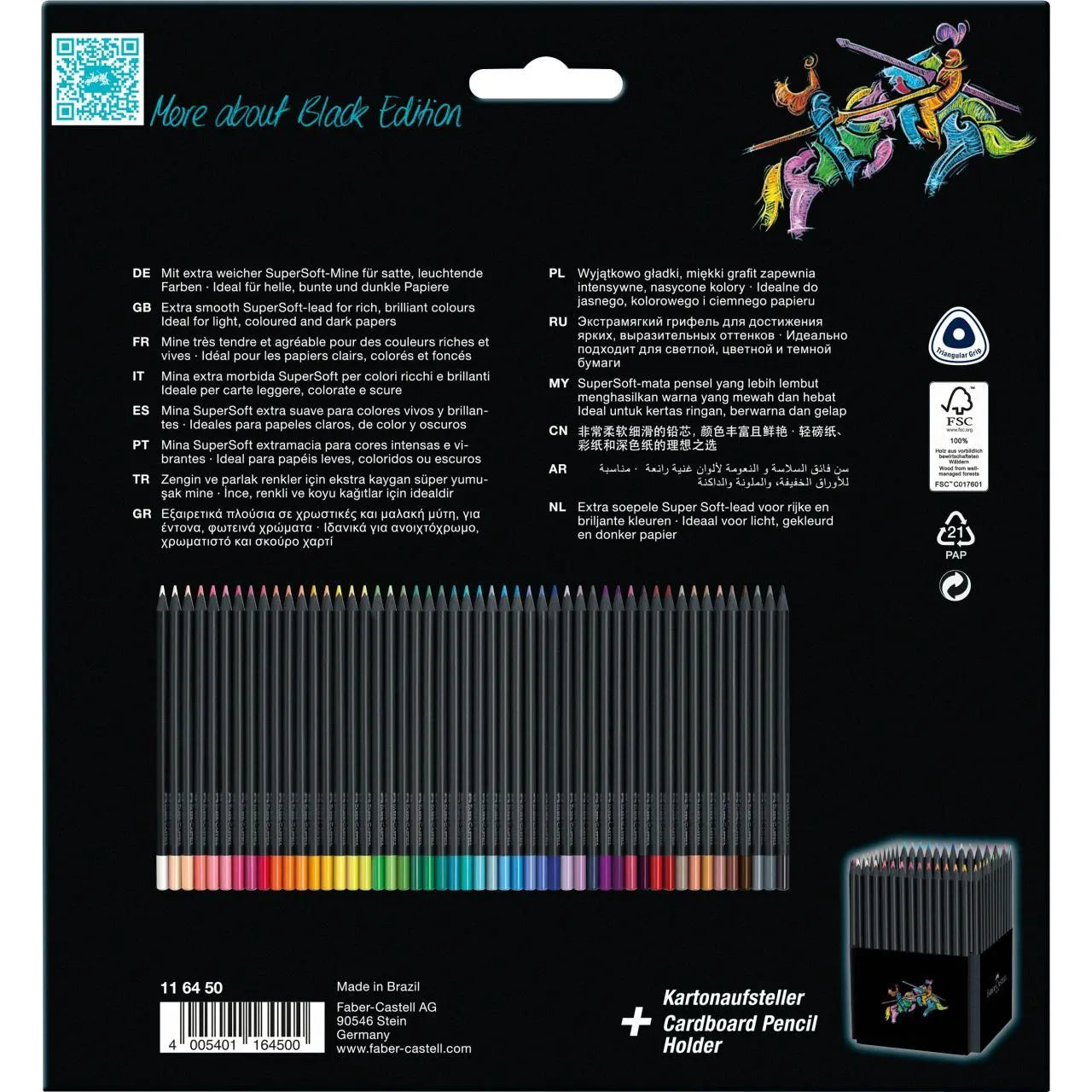 Faber-Castell Black Edition colour pencils cardboard box of 50 116450