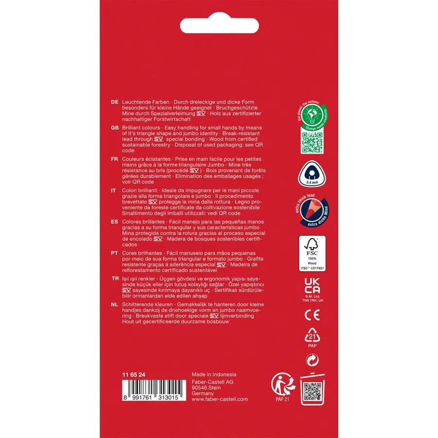 Faber-Castell Jumbo Triangular colour pencils wallet of 24 116524