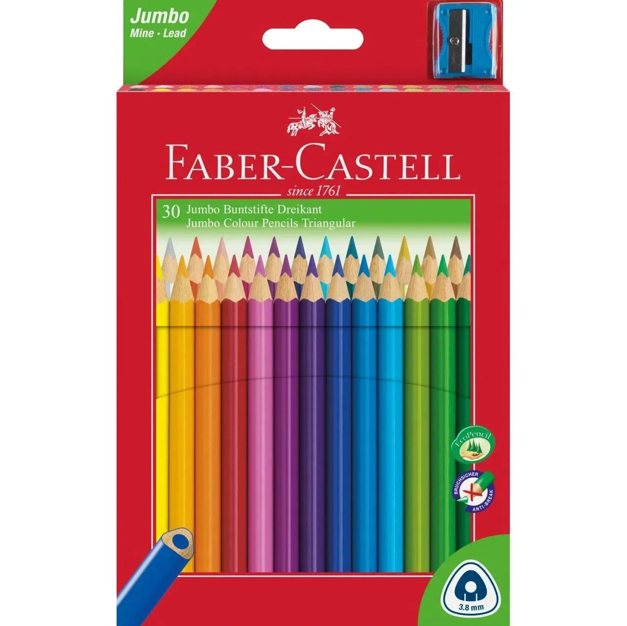 Faber-Castell Jumbo Triangular Junior colour pencils wallet of 30 116530