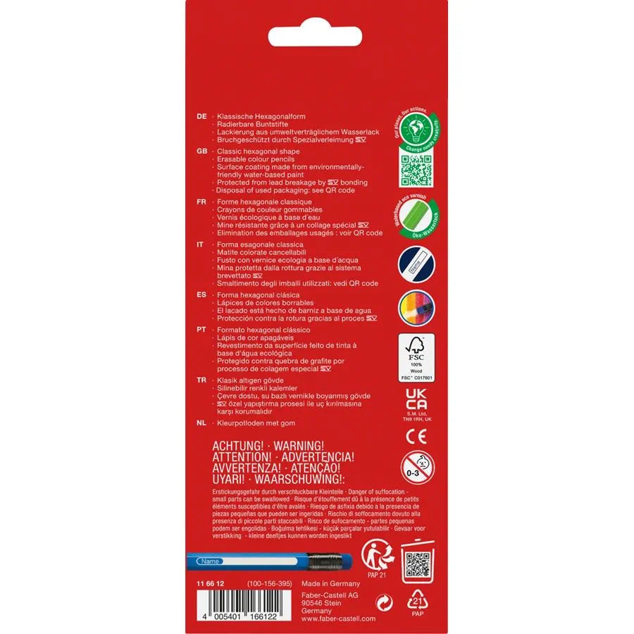 Faber-Castell Classic Colours erasable colour pencils wallet of 12 116612