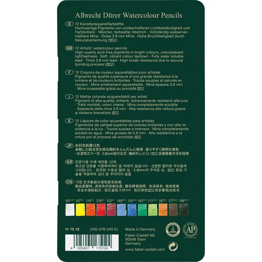 Faber-Castell Albrecht Dürer Watercolour Pencil Tin of 12 117512