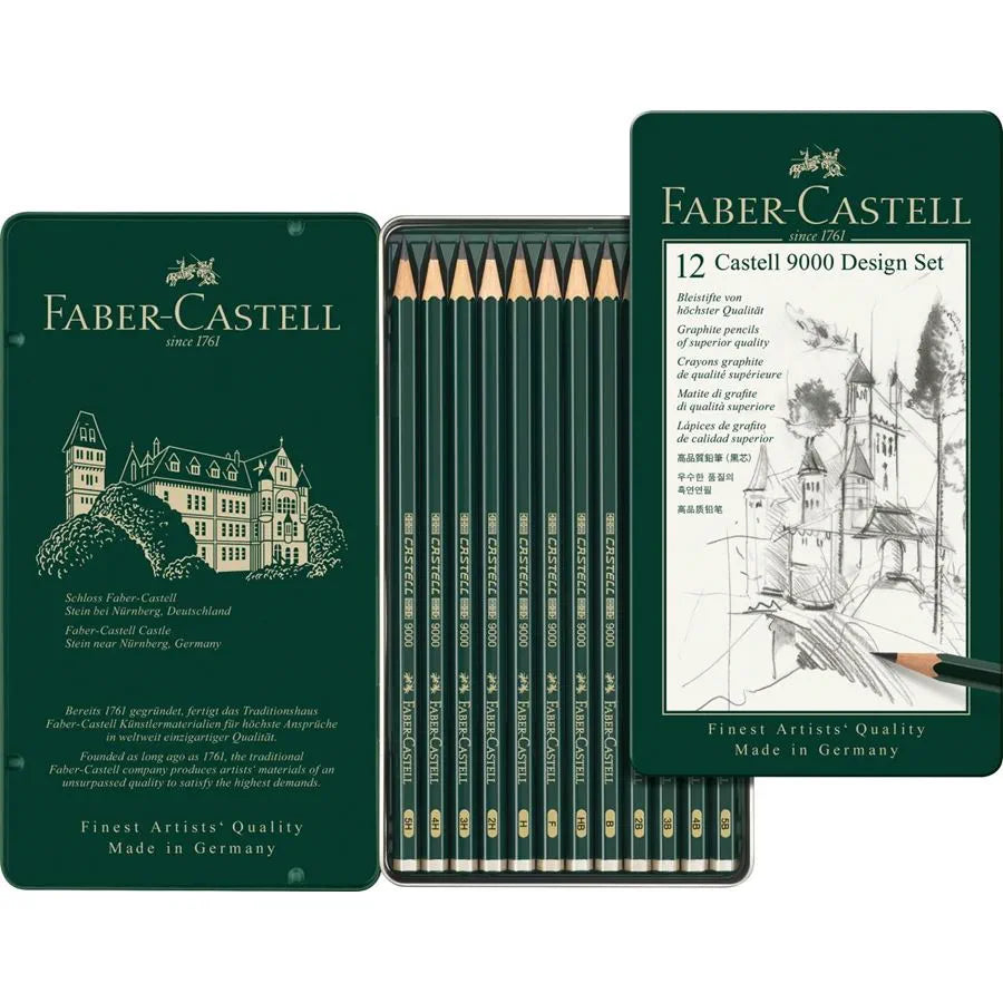 Faber-Castell Castell 9000 graphite pencil Design Set, tin of 12 119064