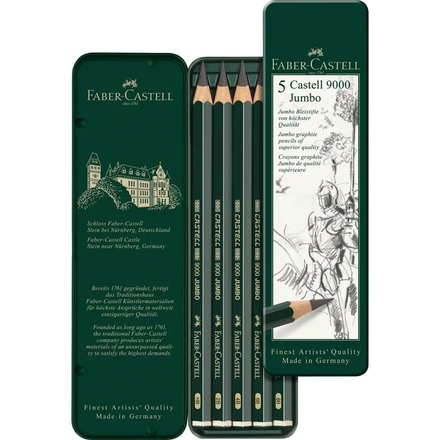 Faber-Castell Castell 9000 Jumbo graphite pencil tin of 5 119305