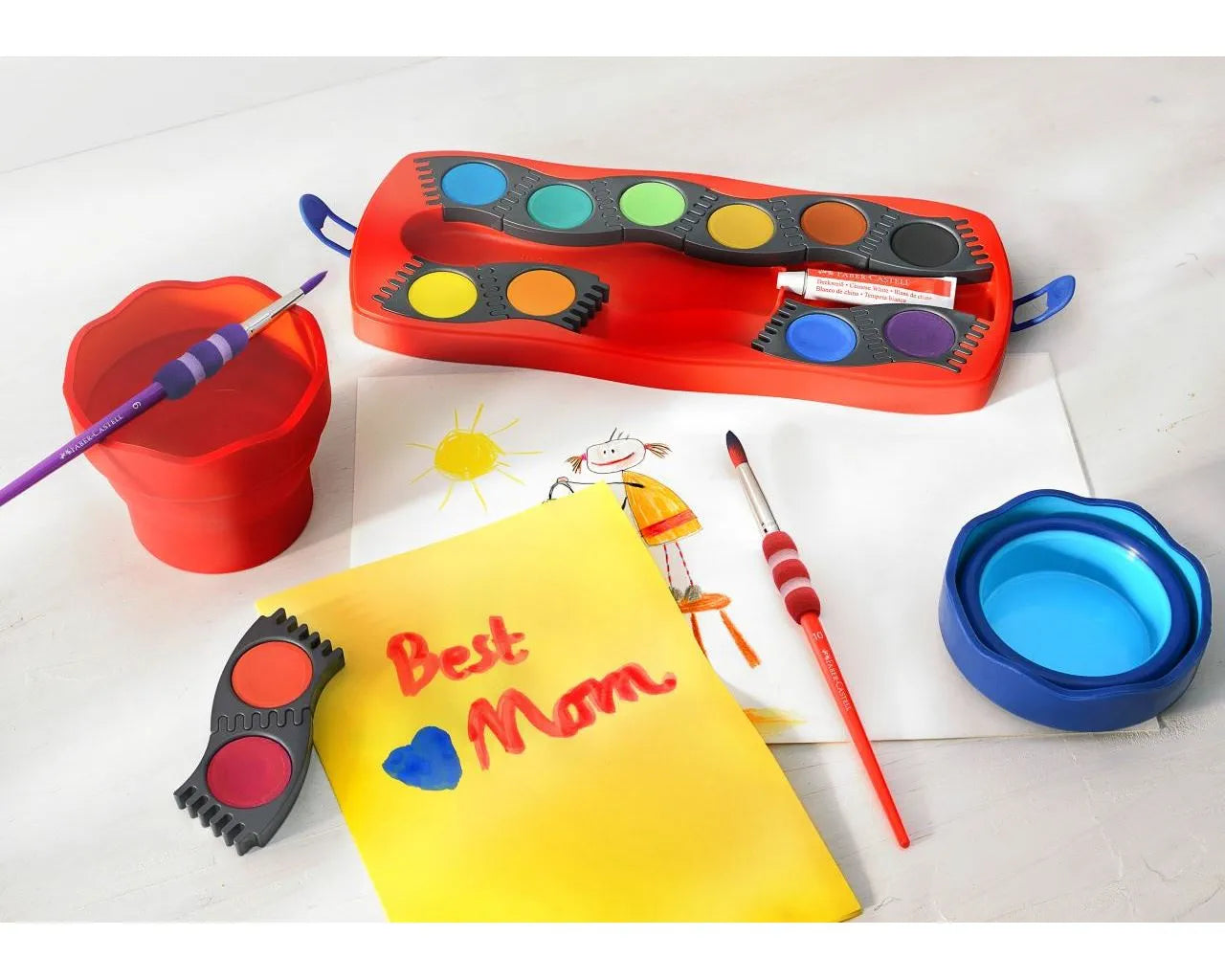 Faber-Castell Connector paint box red, 12 colours + chinese white 125030