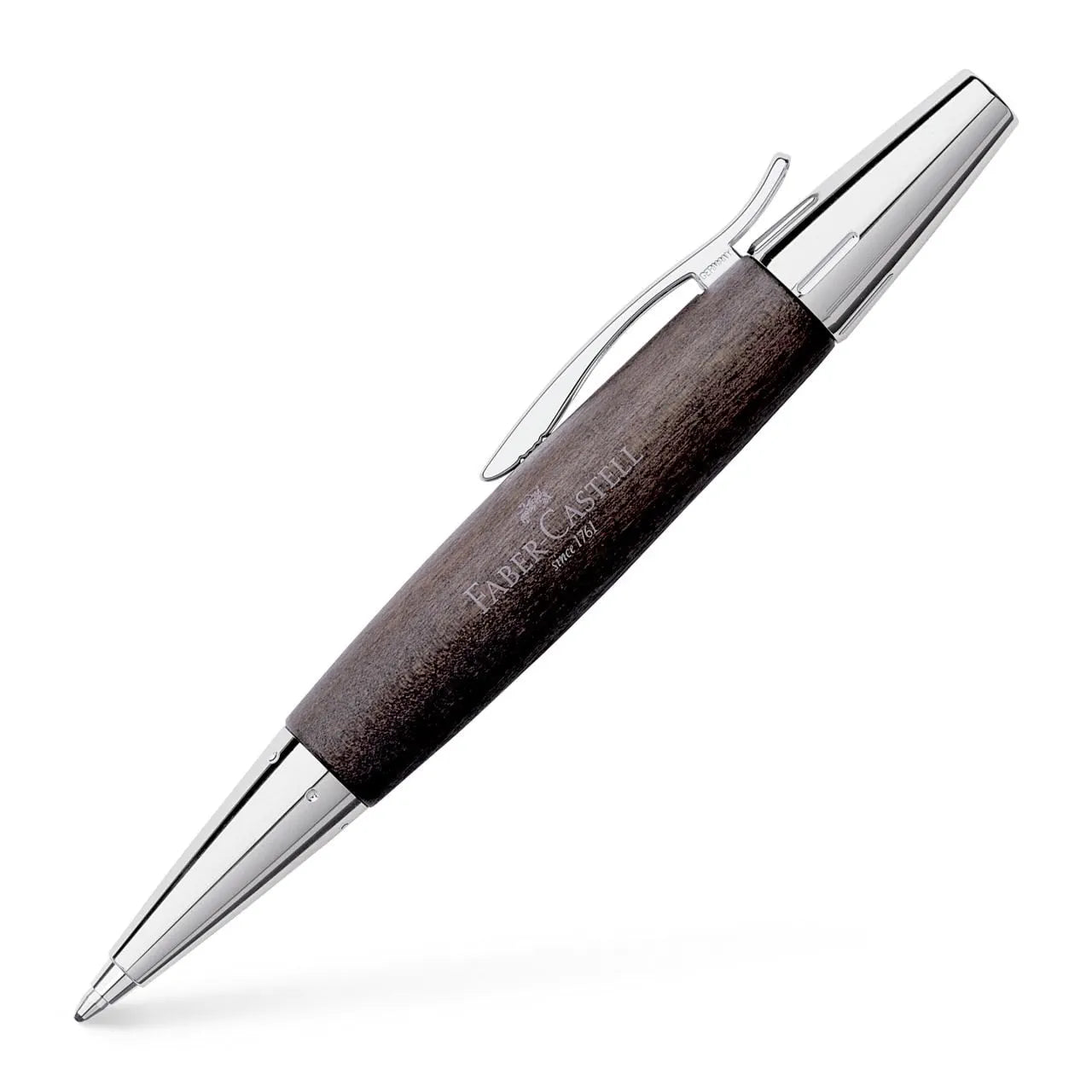 Faber-Castell e-motion wood twist ballpoint pen B, black 148383