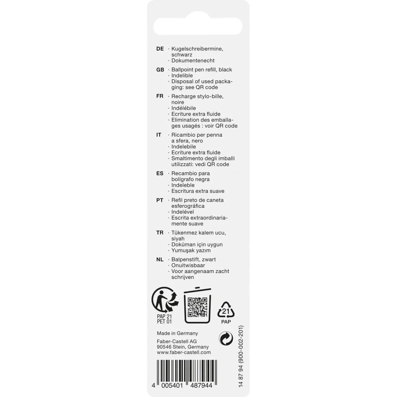 Faber-Castell Ballpoint pen refill large-capacity refill XB, black 148794