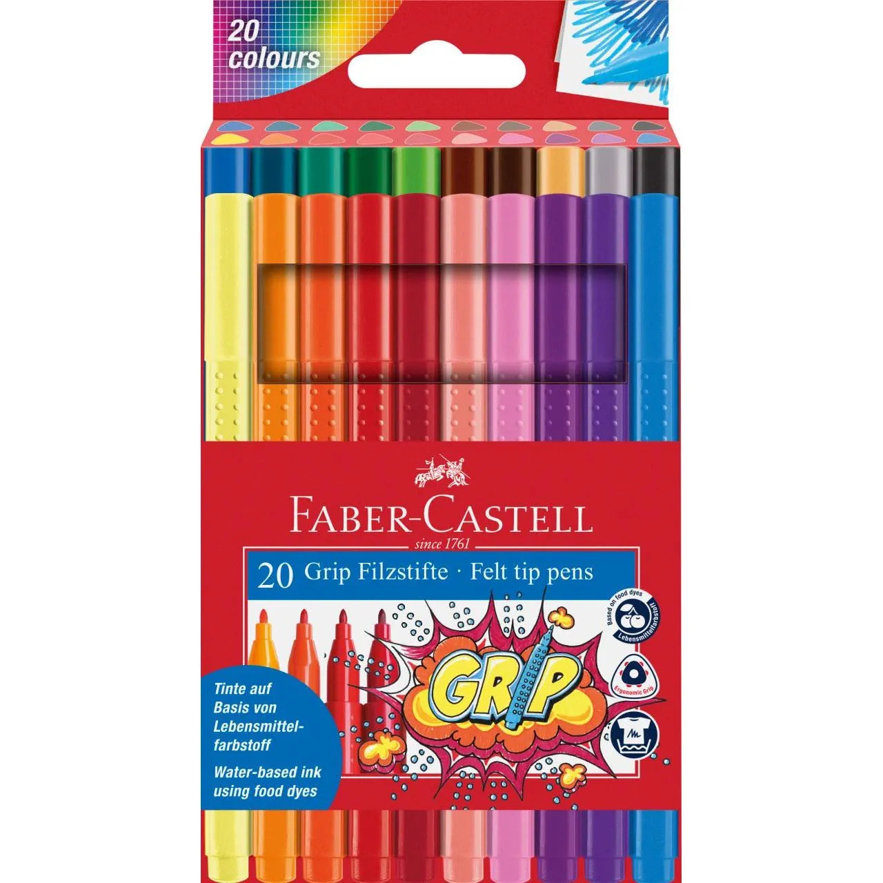 Faber-Castell Grip felt-tip pen cardboard wallet of 20 155320