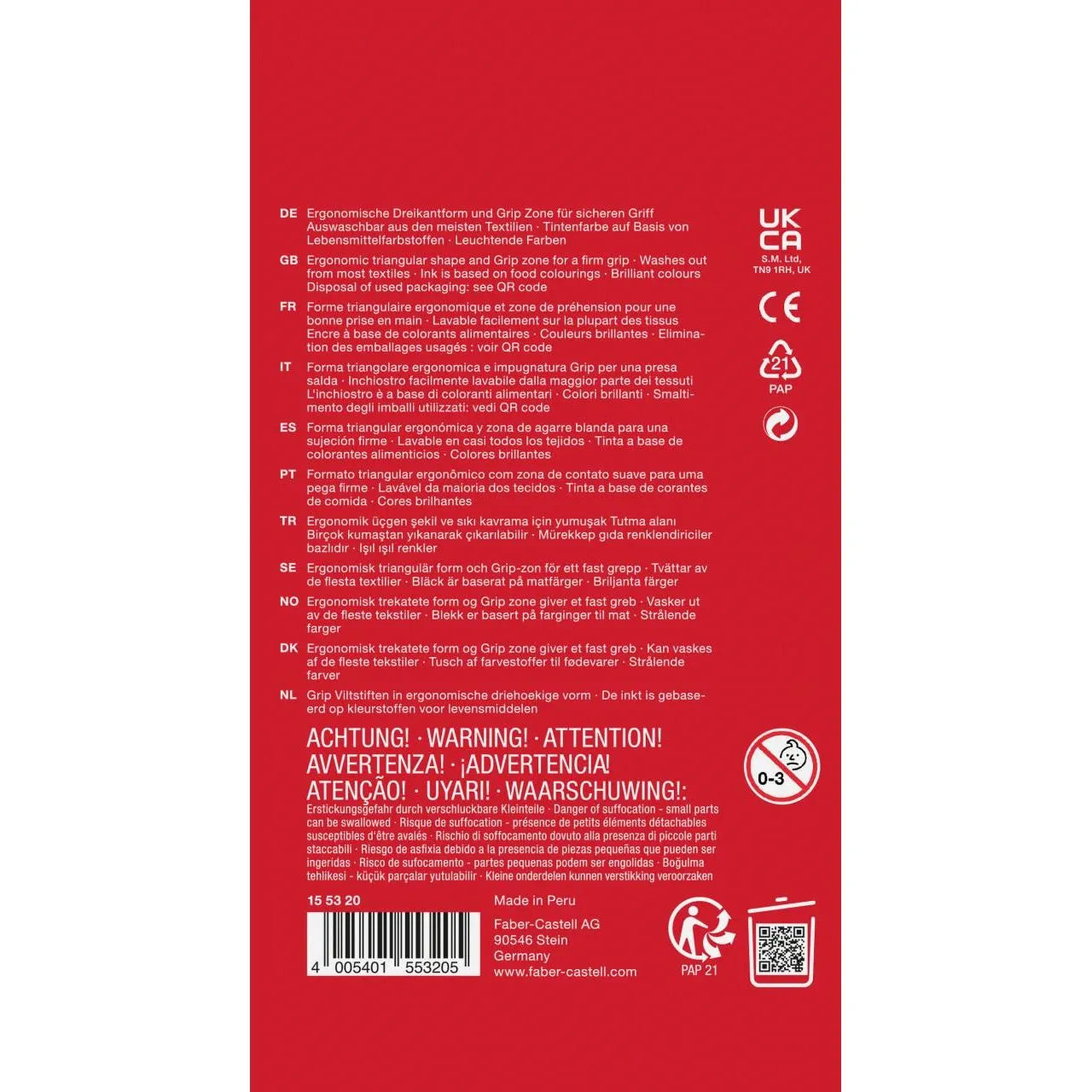 Faber-Castell Grip felt-tip pen cardboard wallet of 20 155320