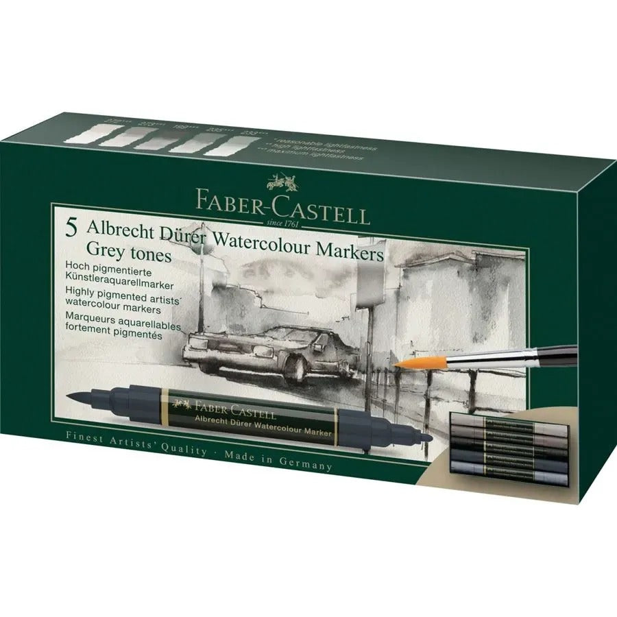 Faber-Castell Albrecht Dürer Watercolour Marker Wallet of 5, Grey Tones 160306