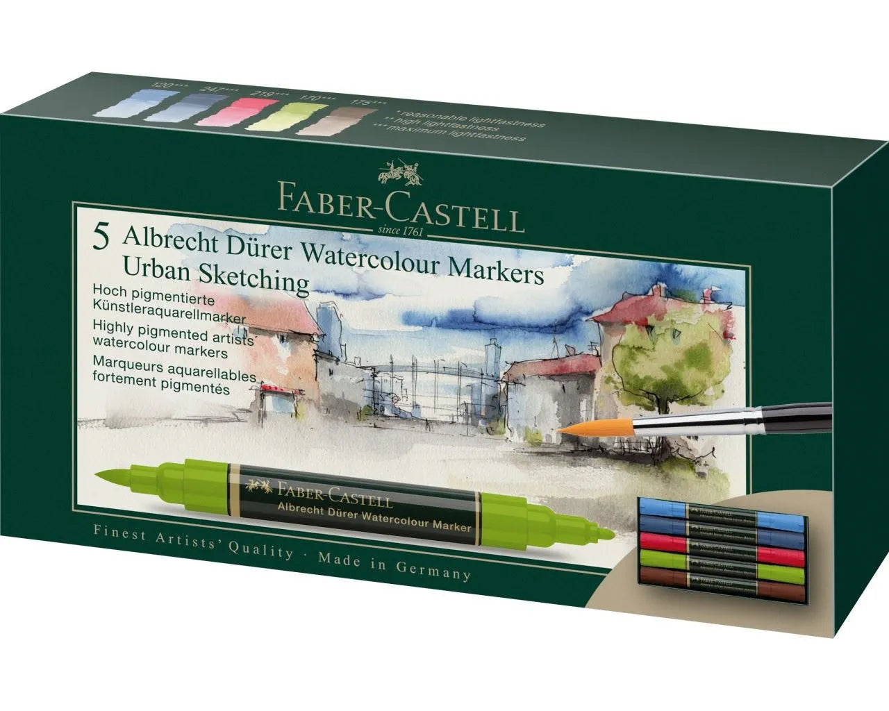 Faber-Castell Albrecht Dürer Watercolour Marker wallet of 5, Urban sketch 160308