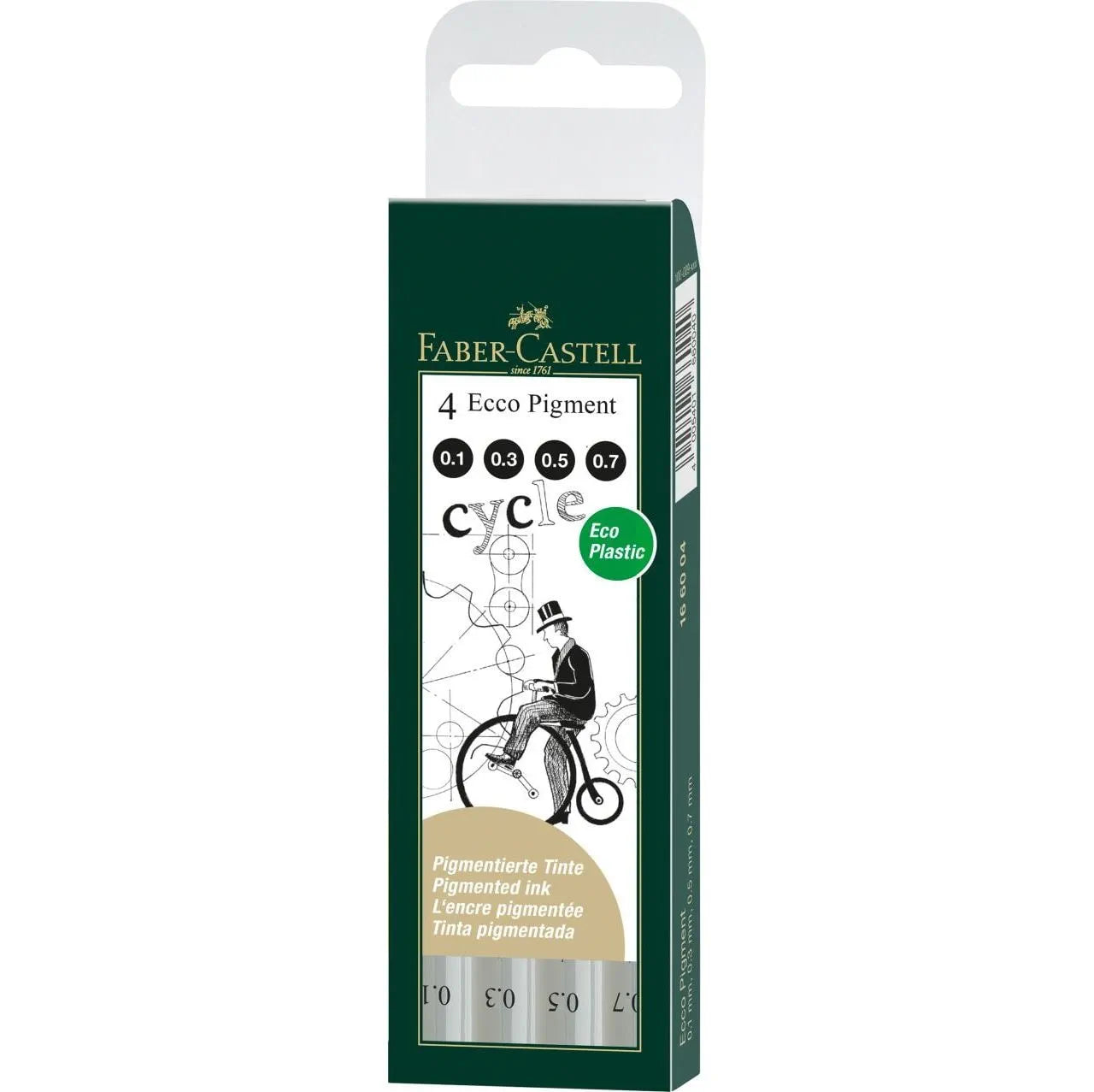 Faber-Castell Ecco Pigment Fineliner Pen wallet of 4, black 166004