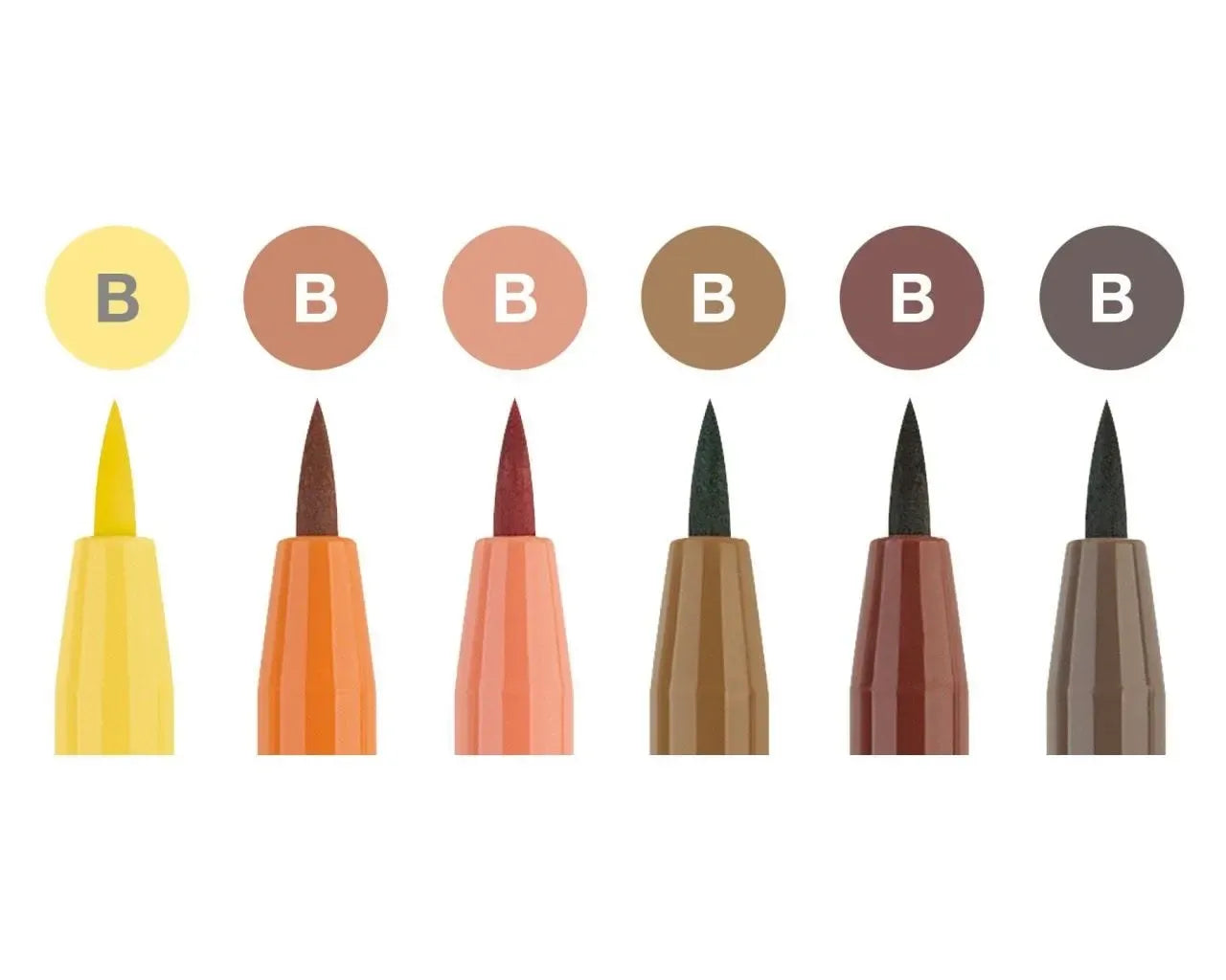 Faber-Castell Pitt Artist Pen Brush India ink pen wallet of 6, Terra 167106