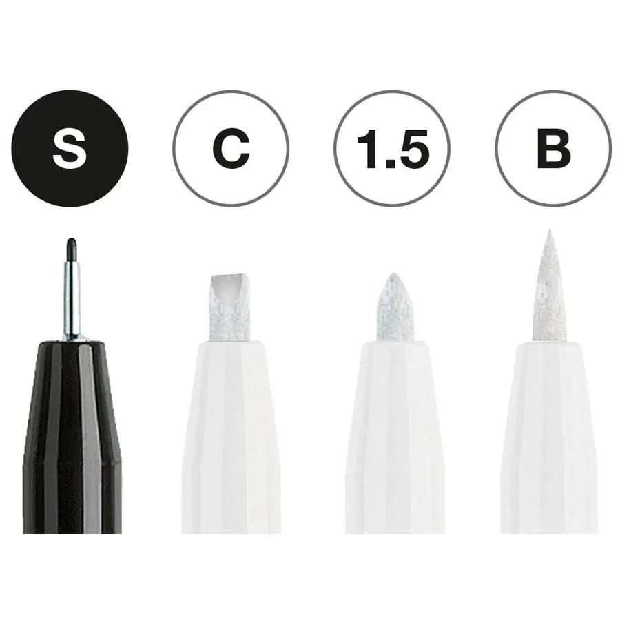 Faber-Castell Pitt Artist Pen India ink pen wallet of 4 black&white 167151