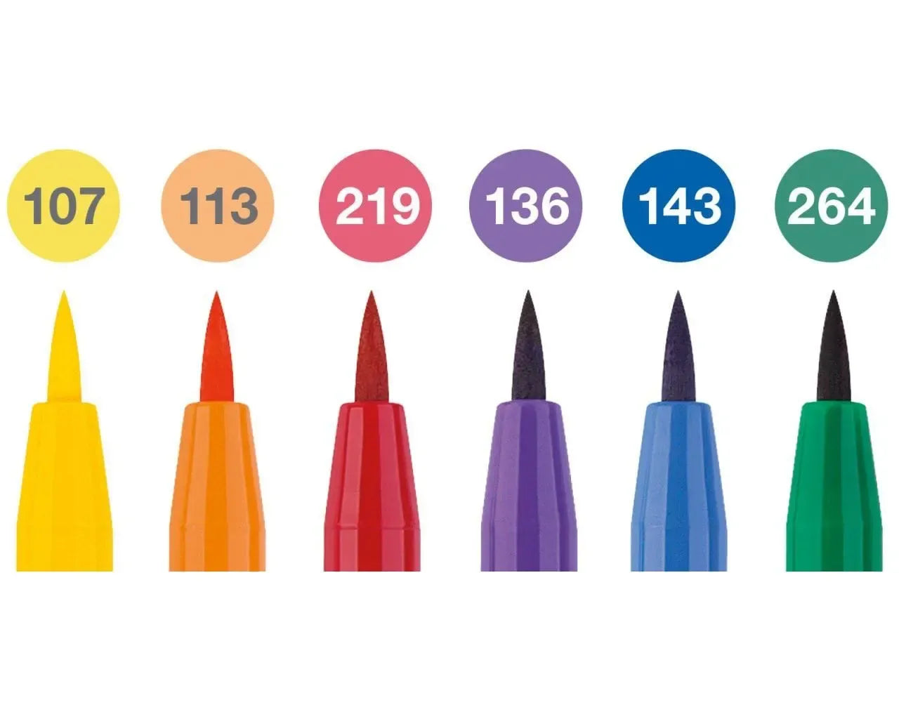 Faber-Castell Pitt Artist Pen Brush India ink pen, wallet of 6, Col. wheel 167174