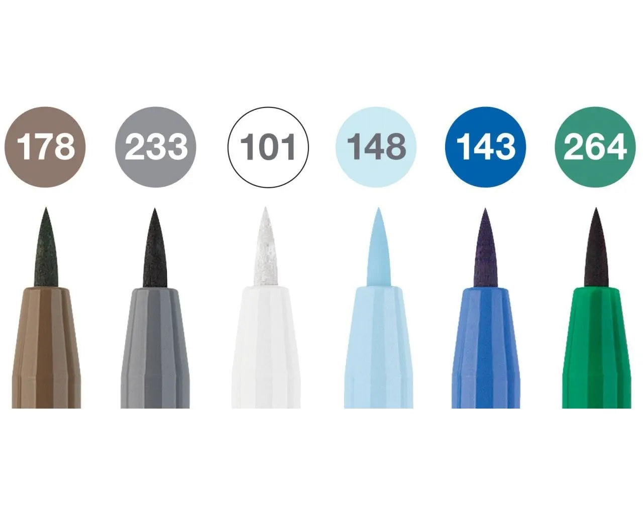 Faber-Castell Pitt Artist Pen Brush India ink pen, wallet of 6, Winterlude 167176