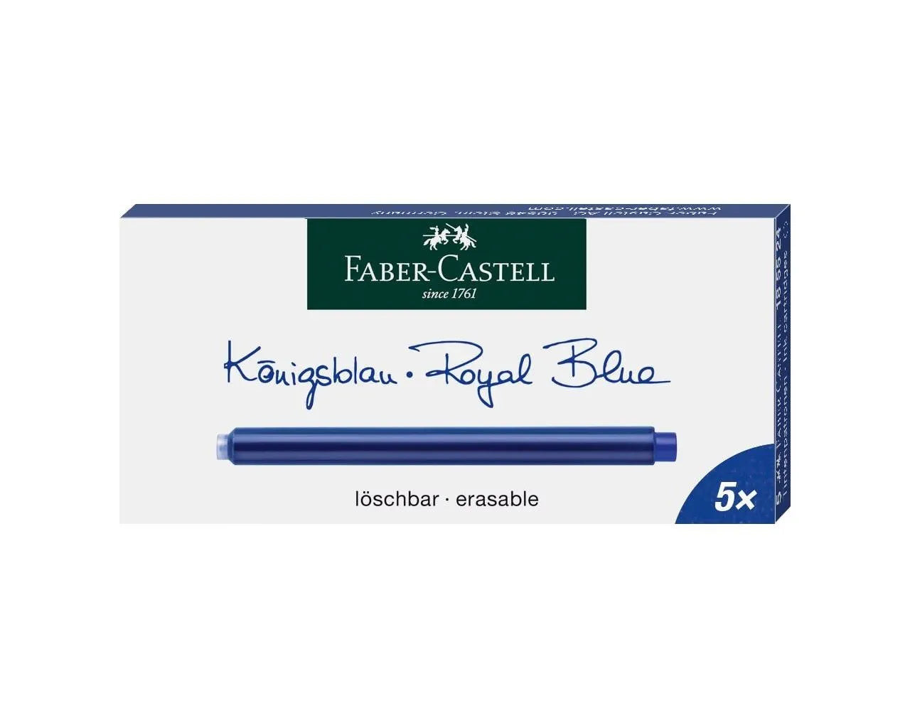 Faber-Castell Ink cartridges long, 5x royal blue erasable 185524