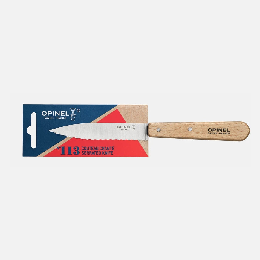 Opinel Serrated Stainless Steel Knife N°113 Natural 001918