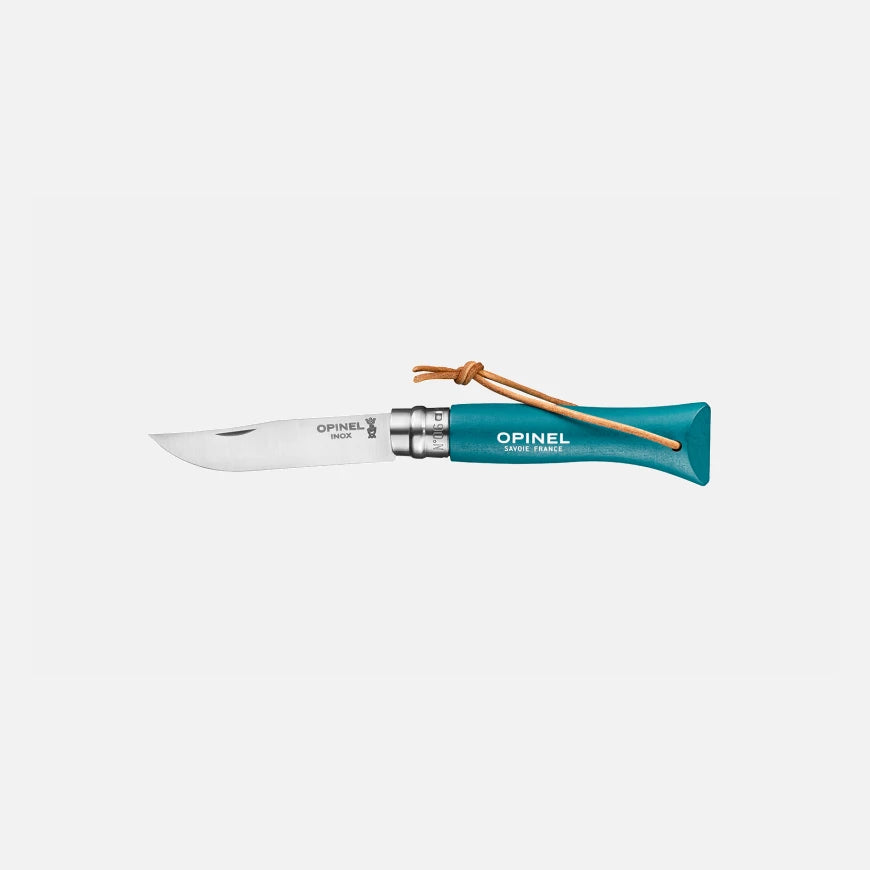 Opinel No.06 Bushwhacker Turquoise Stainless Steel Folding Knife with Lanyard 002200