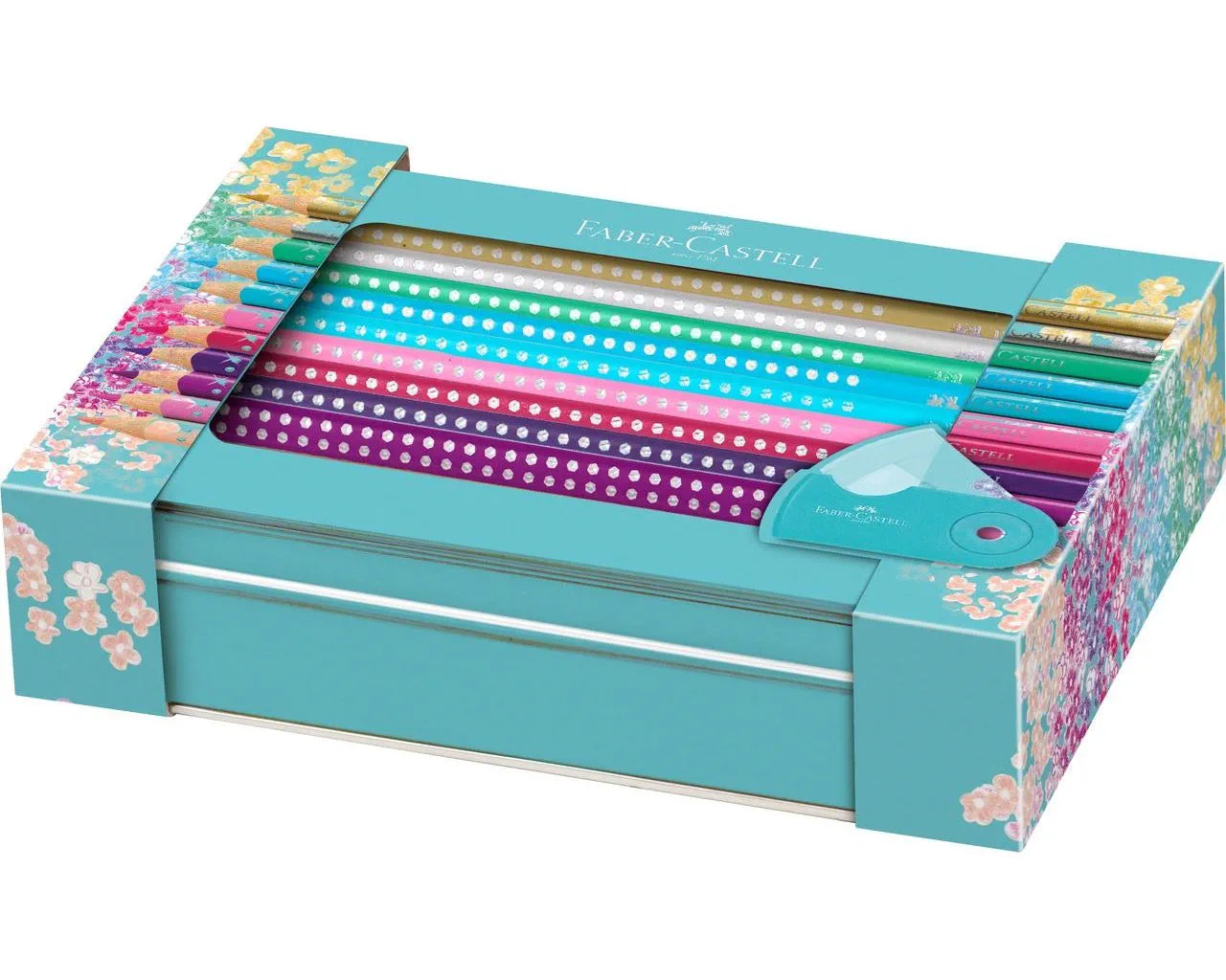 Faber-Castell Sparkle colour pencil set tin turquoise, 21 pieces 201641