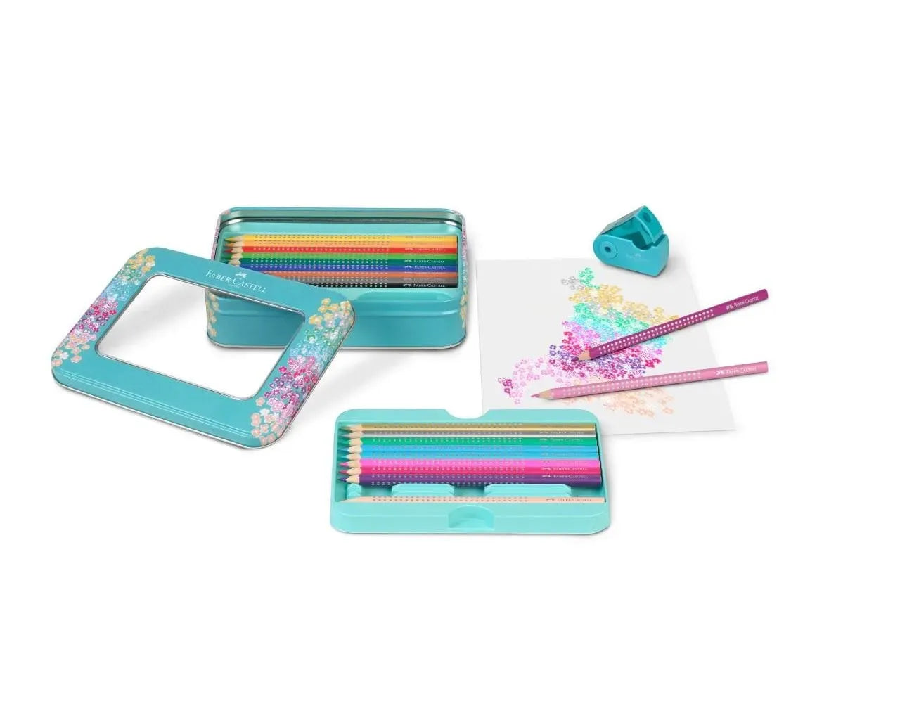 Faber-Castell Sparkle colour pencil set tin turquoise, 21 pieces 201641