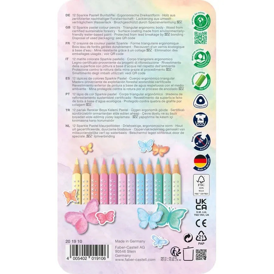 Faber-Castell Sparkle colour pencil pastel, tin of 12 201910