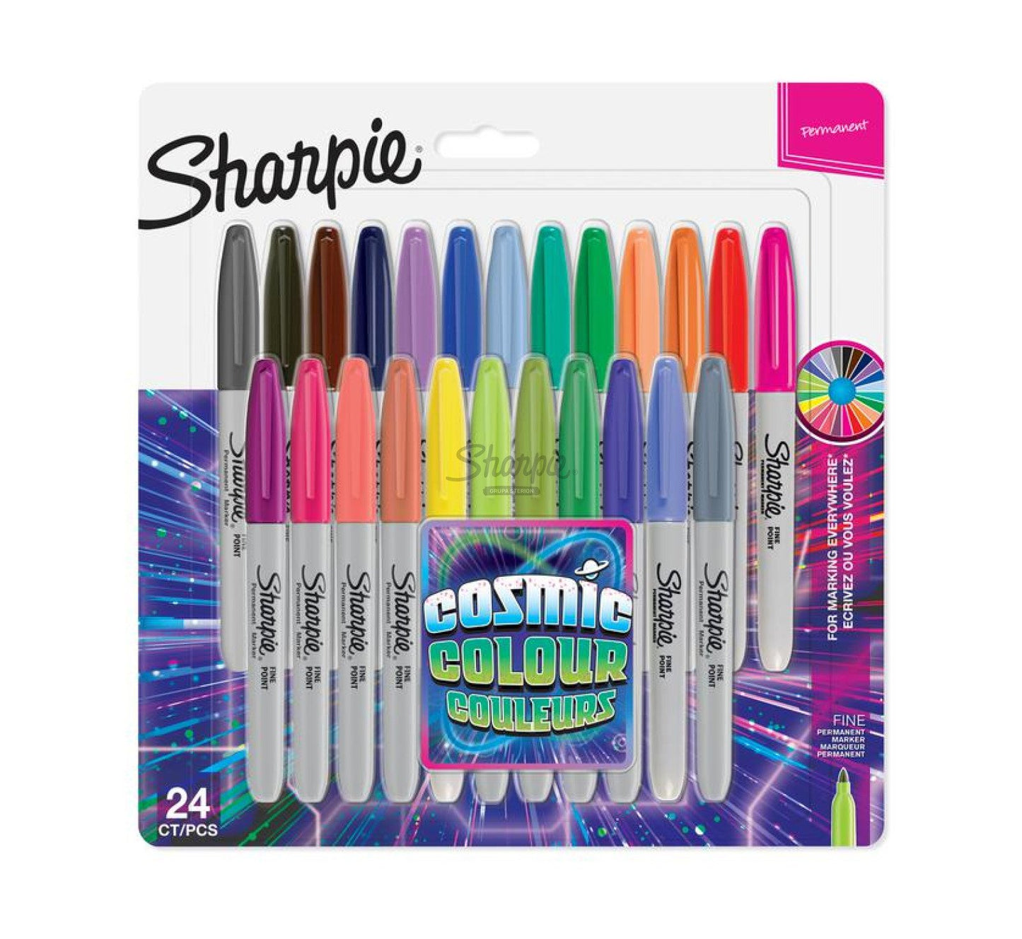 Sharpie Permanent Markers, Cosmic Color, Fine Point, 24 Count 2033672