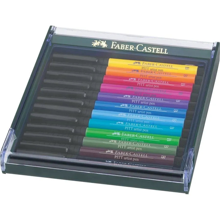Faber-Castell Pitt Artist Pen Brush India ink pen set of 12, Basic tones 267421