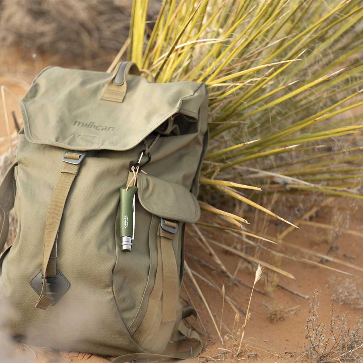 Opinel No.08 Bushwhacker Khaki Stainless Steel Folding Knife with Lanyard 001703